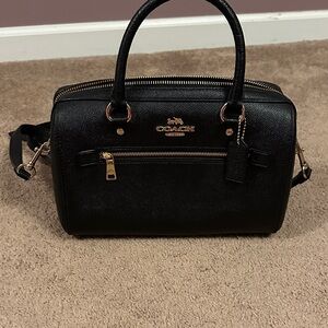 Coach Black Leather Satchel with Gold Accents